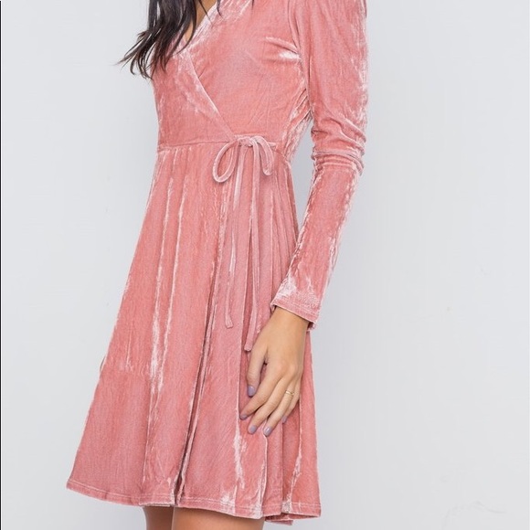 SOLD OUT ON WEBSITE! Blush Velvet Mini Dress⭐️ - Picture 3 of 5